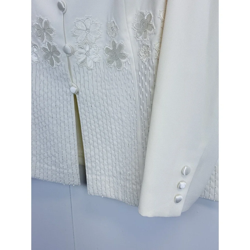 John Meyer Women's 16  Floral Embroidered Sequence Beaded Formal‎ Blazer Jacket